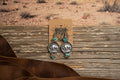 Buffalo coin dangle earrings with silver coin discs and turquoise accent drops