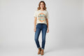 Cream graphic rodeo t-shirt with Aztec-style front print