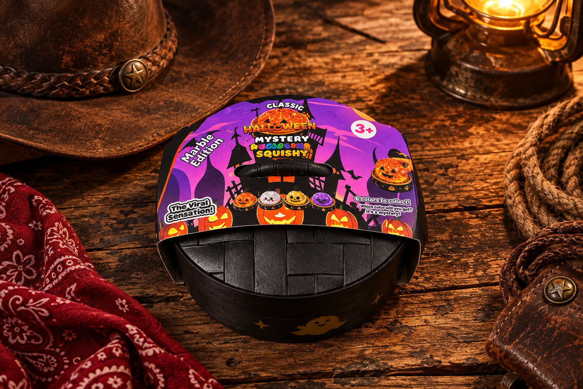 Halloween dumplings toy mystery squishy set in black round bowl container